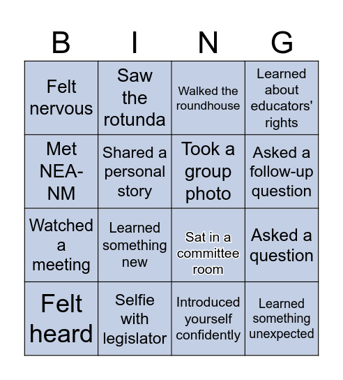 Educators Rising NM Bingo Card
