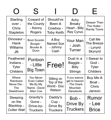 Kinda Country Bingo Card