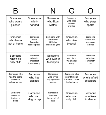 Human Bingo Card