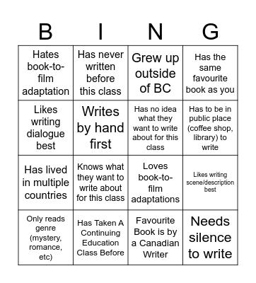 Fiction From Truth Bingo Card