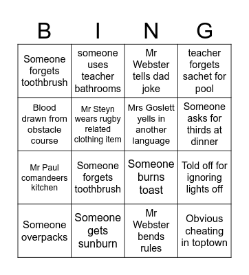 Bingo senior retreat Bingo Card