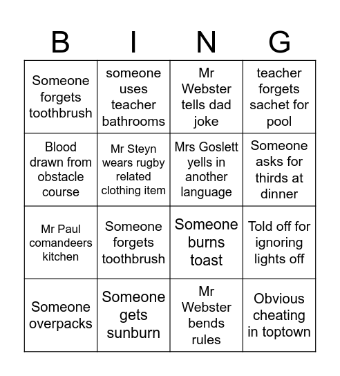 Bingo senior retreat Bingo Card