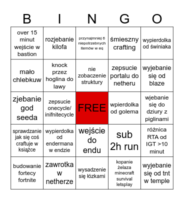 gucci gucci minecraft Bingo Card