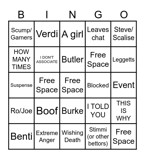 COPPOLA Bingo Card