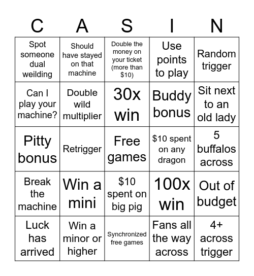 Slot Bingo Card