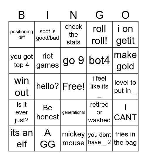tft bingo Card