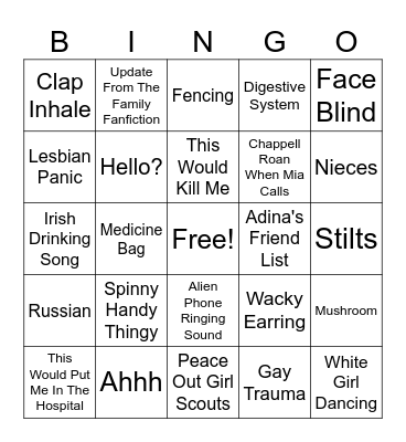 Tsipora Bingo Card