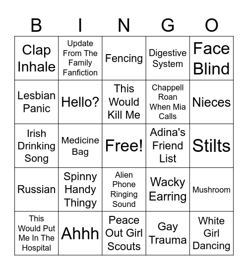 Tsipora Bingo Card