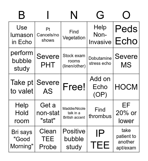 ECHO Bingo Card