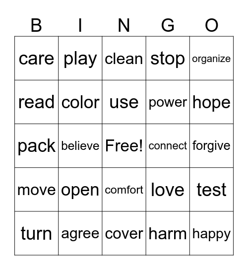 Base word bingo Card