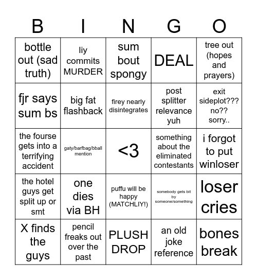 TPOT 21 PREDICTIONS Bingo Card