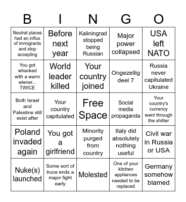 WWIII bingo Card