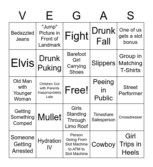 Vegas Bingo Card
