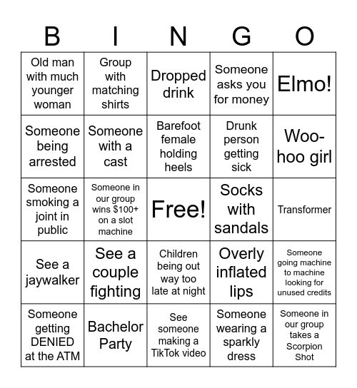 The Best of Vegas Bingo Card