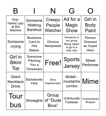 Vegas Bingo Card