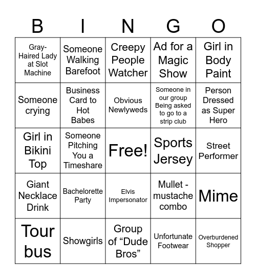 Vegas Bingo Card