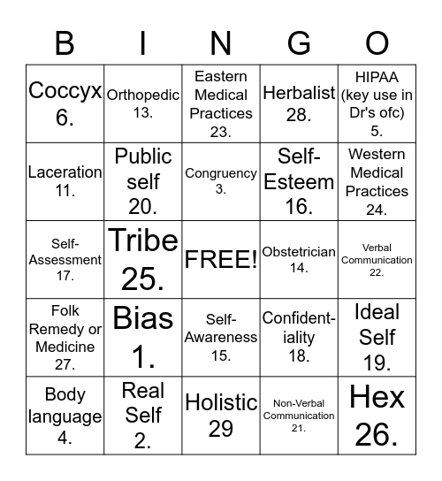 Vocabulary Bingo: (You're given a definition; mark the word that matches on your card) Bingo Card