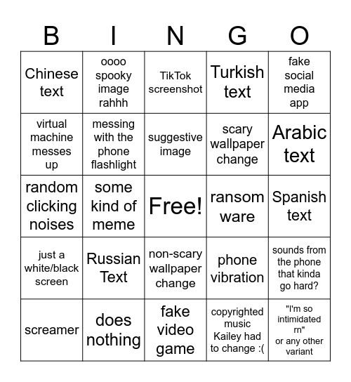 Missies Virus Bingo Card