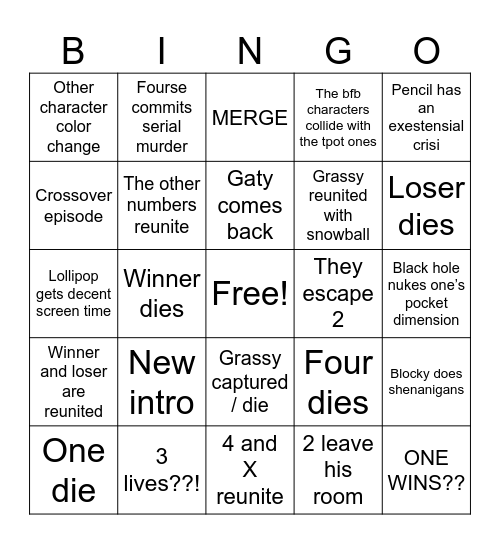 TPOT 21 Bingo Card