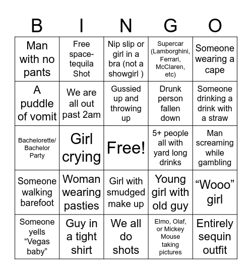 Las Vegas Bingo Card