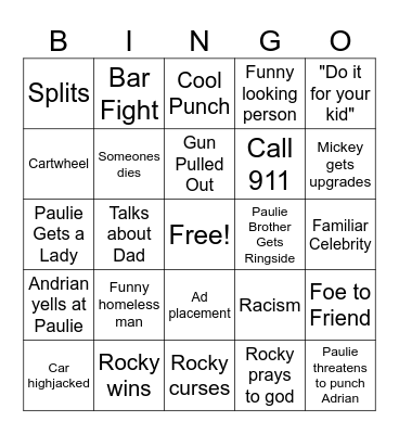Rocky 3 BINGO Card