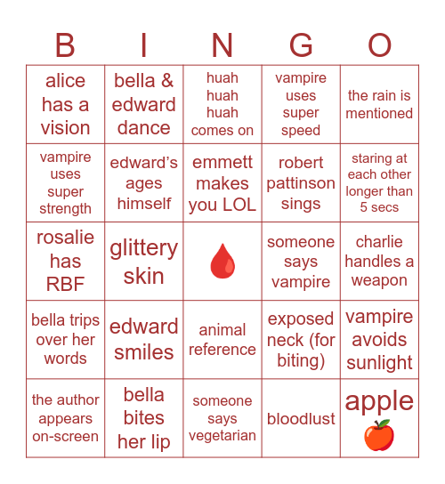 twilight bingo Card