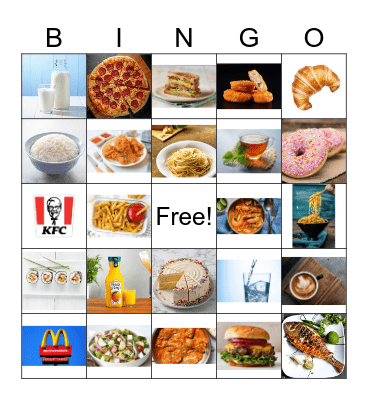 FOOD and drinks Bingo Card