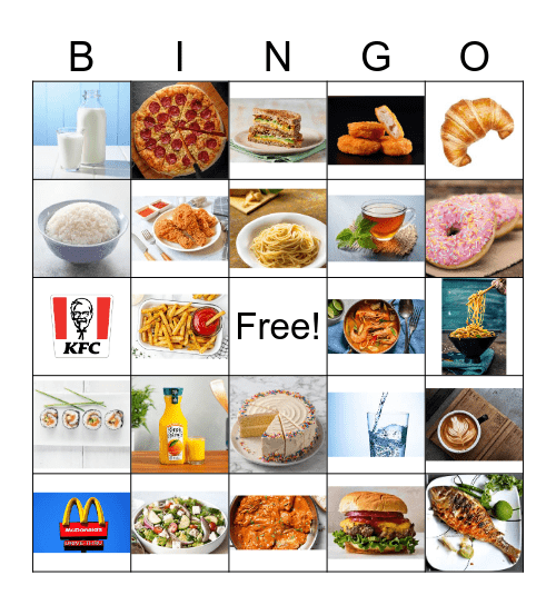 FOOD and drinks Bingo Card