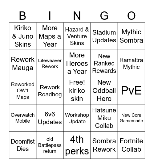 Overwatch Spotlight 2026 Bingo Card