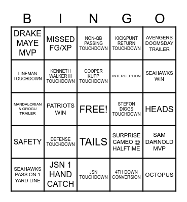 FOOTBALL Bingo Card