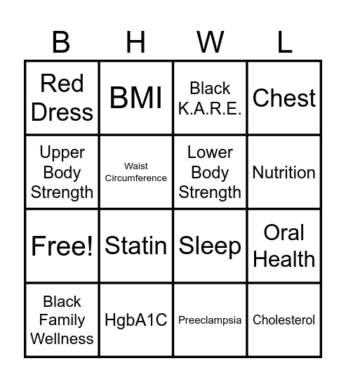 Red Dress Bingo Card