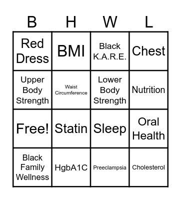 Red Dress Bingo Card