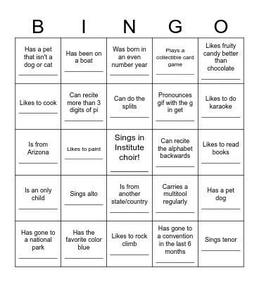 Find Someone Who... Bingo Card