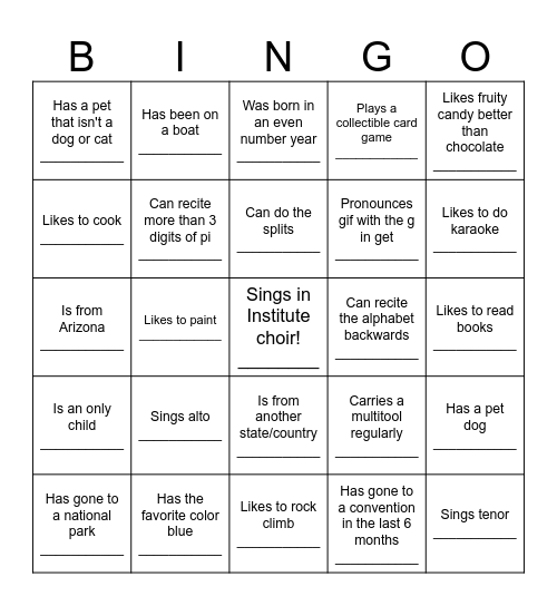Find Someone Who... Bingo Card