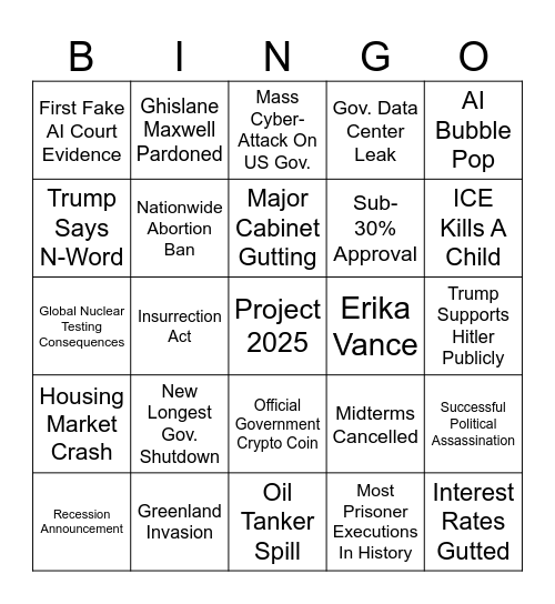 2026 Bingo Card