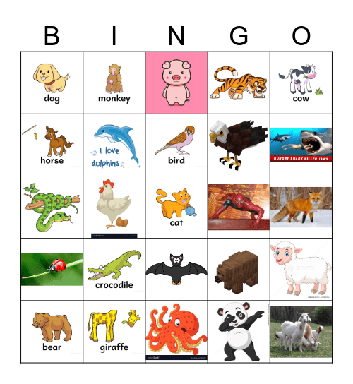 Animals Bingo Card