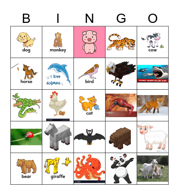 Animals Bingo Card