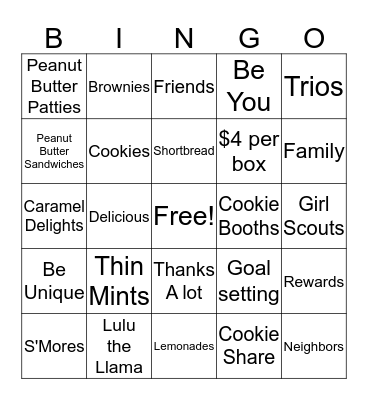 Cookie Bingo Card