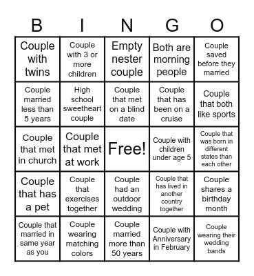 CABC Married Couples Bingo Card