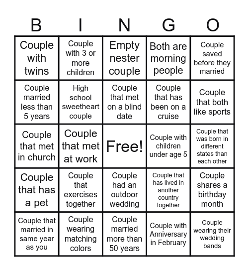 CABC Married Couples Bingo Card