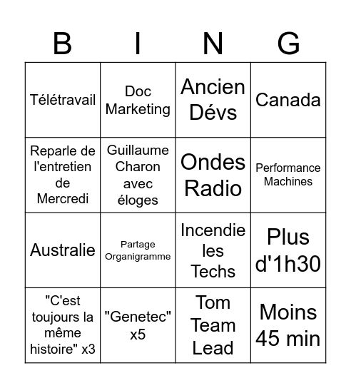 Nico Bingo Card