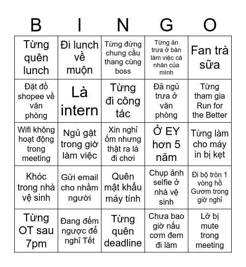 EY Bingo Card