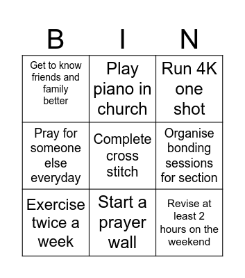 Hannah’s 2026 Goals Bingo Card