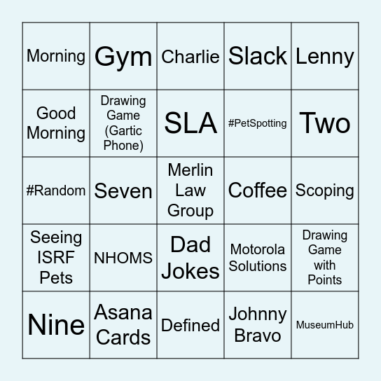 Clive's Farewell Bingo Card