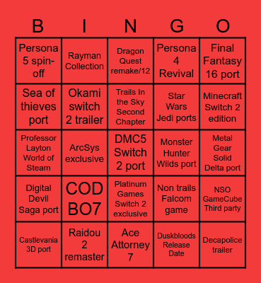 February Direct Bingo Card
