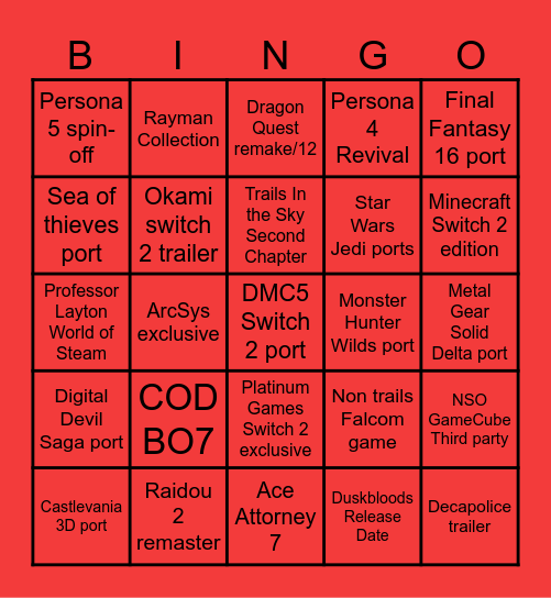 February Direct Bingo Card