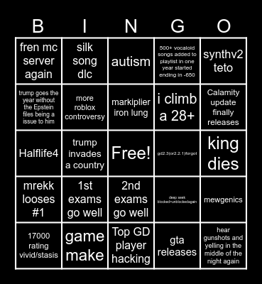 2026 Bingo Card