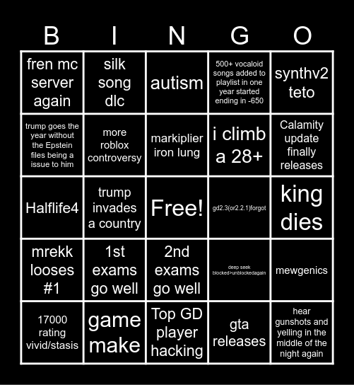 2026 Bingo Card