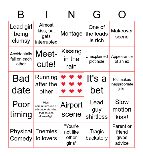 ROM-COM Bingo Card