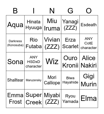 Anime Boston Cosplay Bingo Card